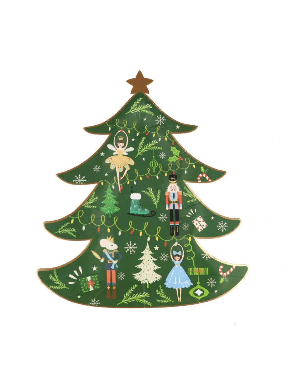 Тарелки одноразовые формовые "Елочка" 18 см 6 шт. / Веселый праздник