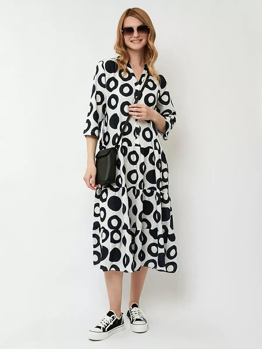 Платье FABRETTI Весна-Лето 2025, размер 48, синий, белый