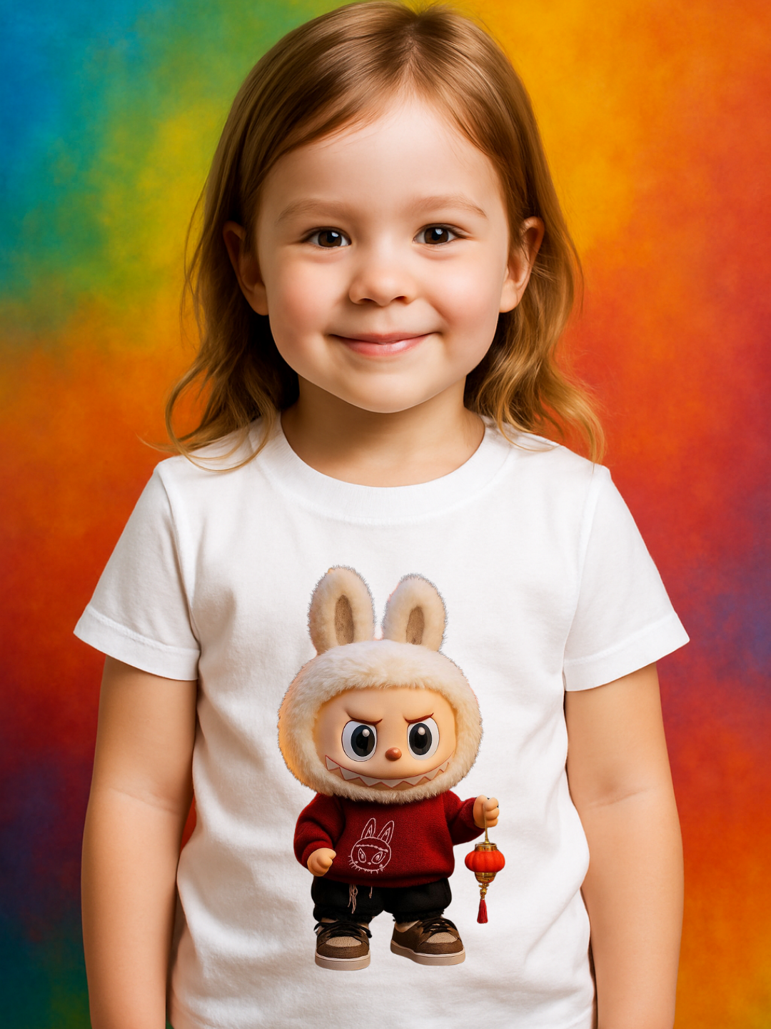 Футболка  LABUBU, размер 12-13 лет, красный/полоски