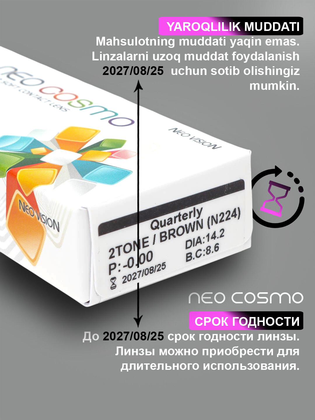 Контактные линзы для глаз, цветные линзы, NeoCosmo, черные линзы, с диоптриями и без — фото 1