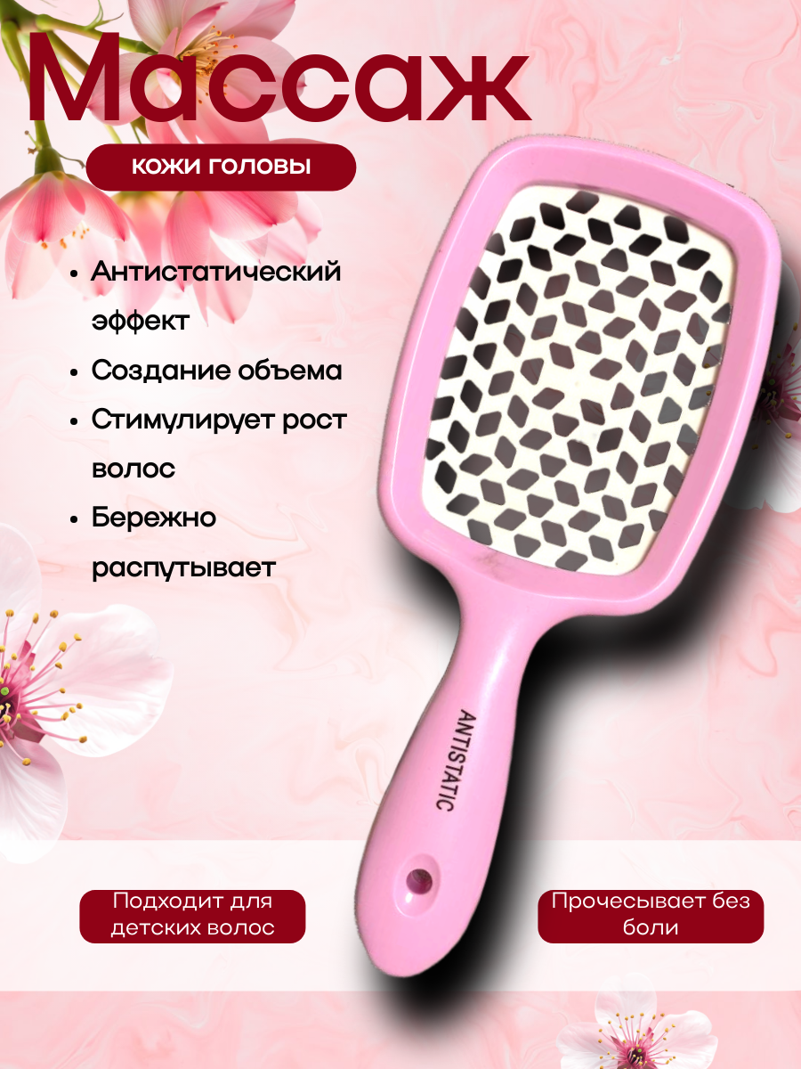 Изображение Расчёска Royal Rose, массажная, силиконовые зубцы, продувная