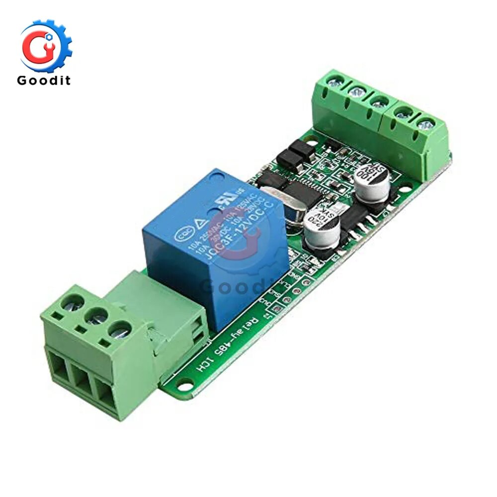 Релейный модуль Modbus-Rtu, 1 канал, 12 В, Переключатель входного/выходного интерфейса связи RS485/TTL, релейный интерфейс, 1 фотоплата