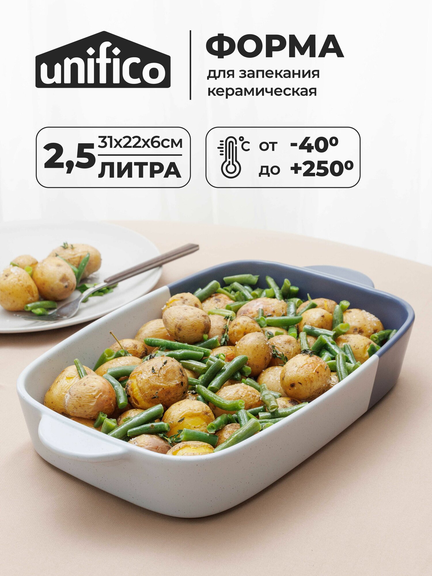 Форма для запекания 2.5л 36х22х6см Arcobaleno Unifico (керамика)