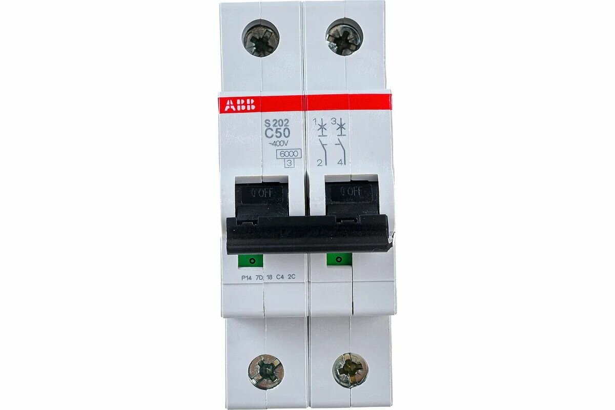 Автоматический выключатель ABB S202 2 полюса 40A отключающая способность 6 кА