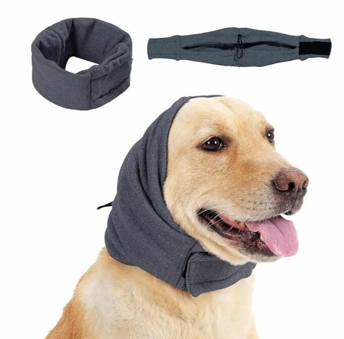 FREEPOSE Бесшумные ушки для собак, успокаивающая повязка на голову, L темно-серый
