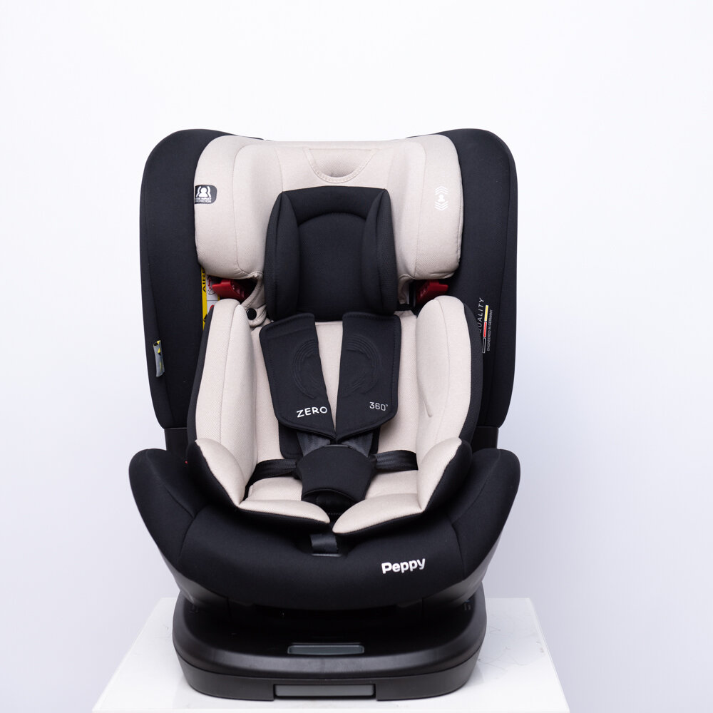 Автокресло детское 0-36 кг Peppy Zero Isofix Beige, вращение 360 (модель WE04)