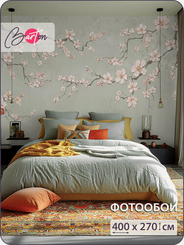 Изображение товара Фотообои на стену флизелиновые 3d Сакура Цветы Дерево 400х270 см Bartonwall F112_Z