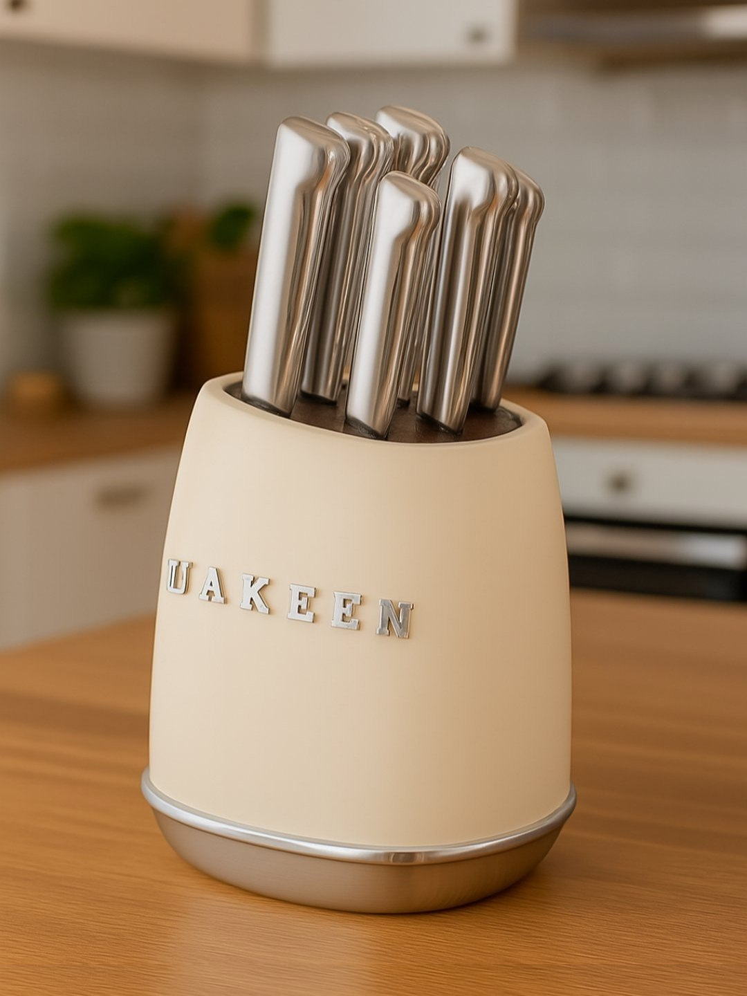 Ножи кухонные Uakeen из нержавеющей стали на подставке для кухни в наборе 6 ножей