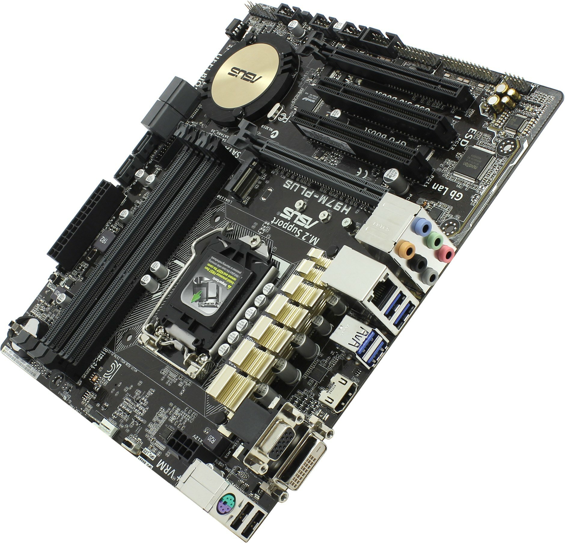 ASUS H97M-PLUS LGA1150 H97 2xPCI-E Dsub+DVI+HDMI GbLAN SATA RAID MicroATX 4DDR3