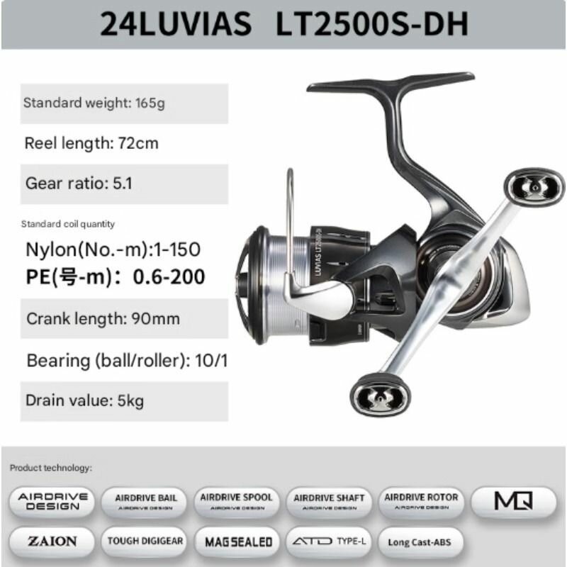 2024 DAIWA LUVIAS LT Небольшие спиннинги общего назначения, для ловли морского кальмара, рыболовные снасти, рыболовные колеса