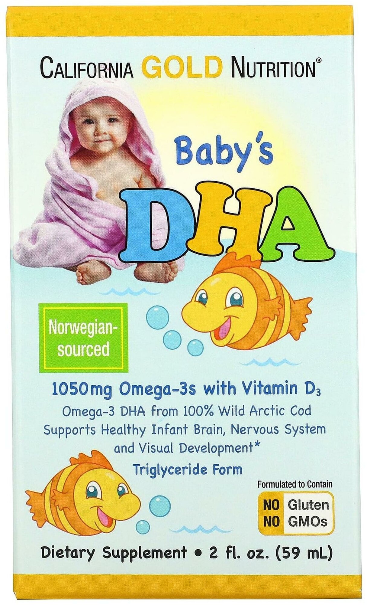 California Gold Nutrition Baby's DHA Omega-3 with vitamin D3 фл., 59 мл, 270 г, 1 шт., 1 уп.