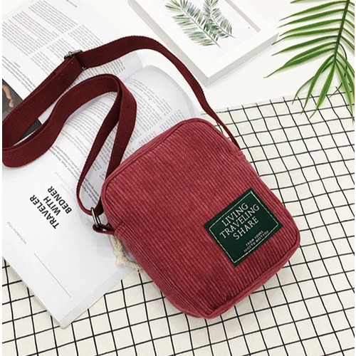 фото Сумка кросс-боди торговая федерация, фактура бархатистая, красный