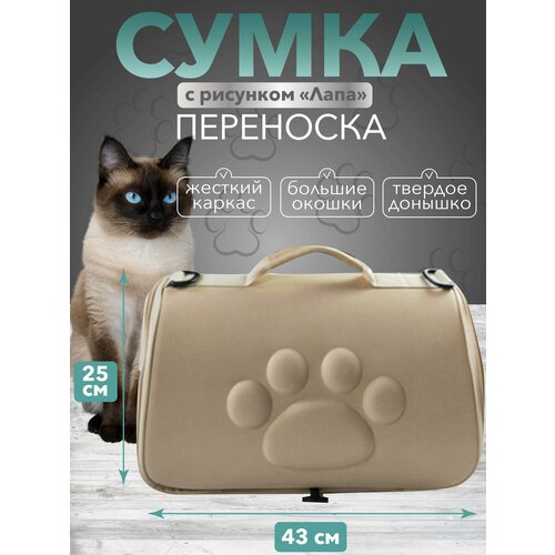 Переноска, дорожная сумка для кошек и для собак, дышащая, через плечо бежевый