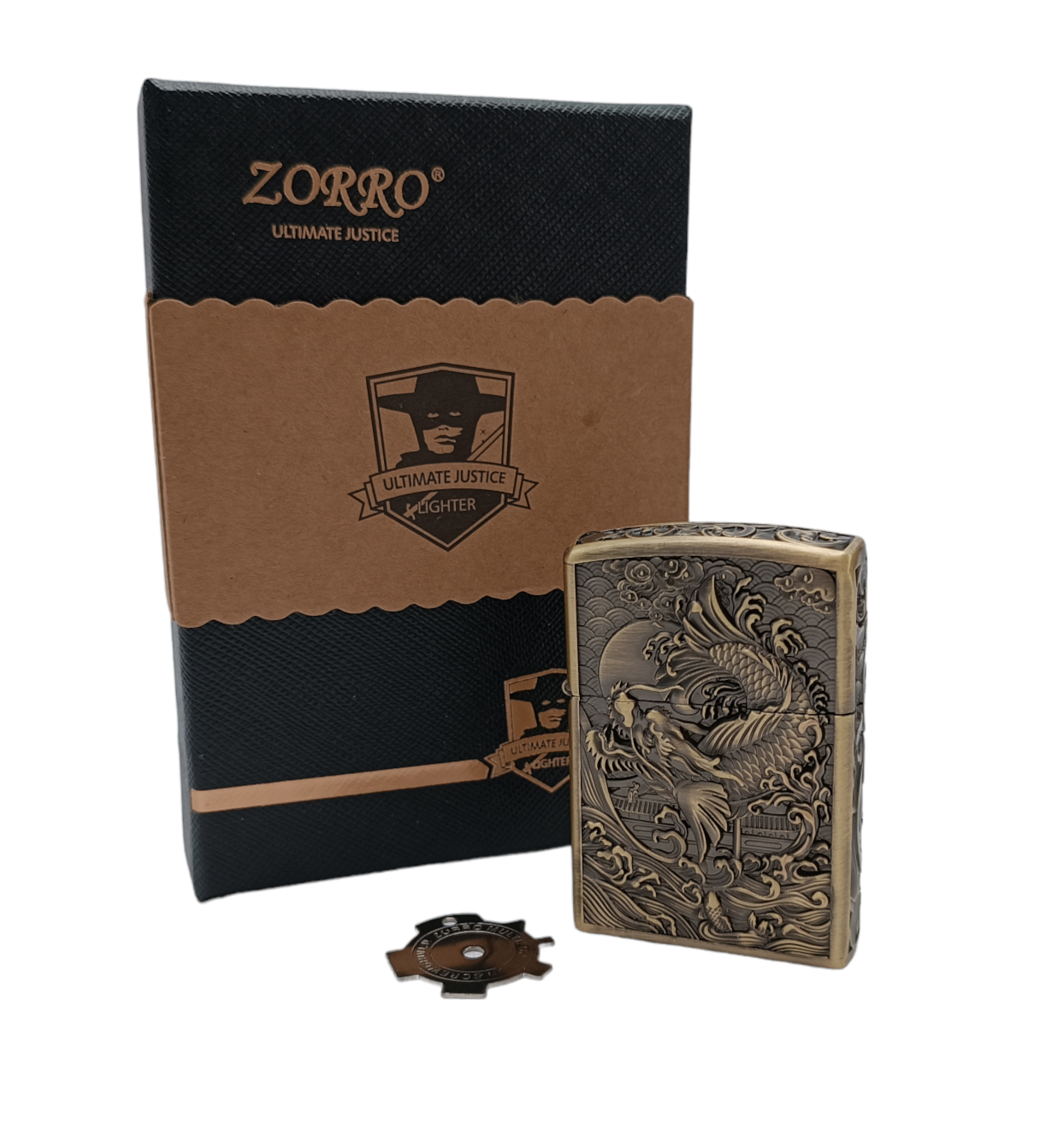 Зажигалка бензиновая Zorro Dragon бронза