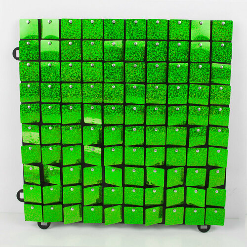 Декоративная панель Пайетки, Лазерные точки, 30*30 см, Зеленый, Голография, 1 шт.