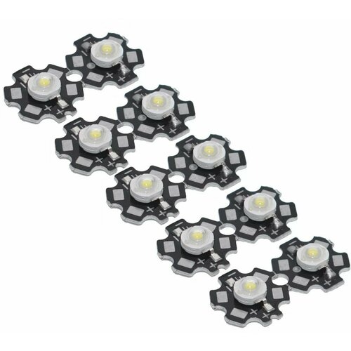 10 штук! Мощный светодиод ES-STAR-1W теплый белый, 105-115 Люменов, 3000-3500К (в комплекте 10 штук) (Ф)