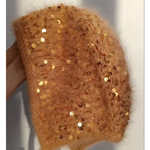 фото Шапка бини petelkof, размер 56-57, горчичный, золотой