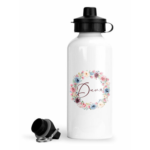 фото Спортивная бутылка венок розочки голубые диля luzimuzi