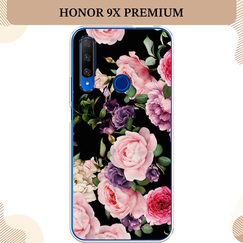 Силиконовый чехол Пионы на черном на Honor 9X Premium / Хонор 9X Премиум силиконовый чехол пионы на черном на honor 9x premium хонор 9x премиум