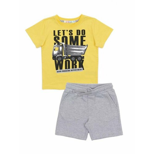 Комплект одежды Me & We, размер 104, желтый, серый футболка с коротким рукавом и шорты для мальчиков 0 12 месяцев