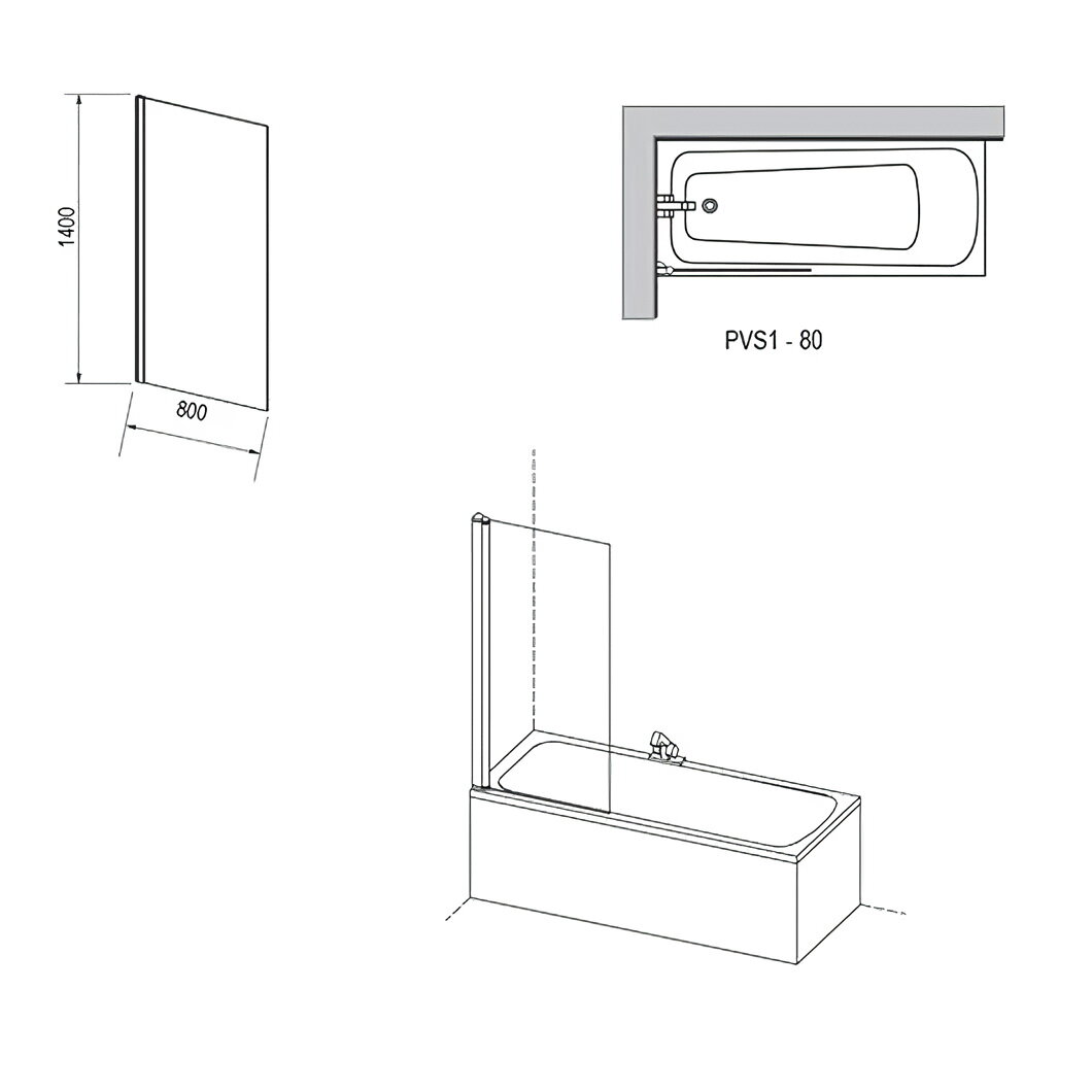 Pivot PVS1-80 79840U00Z1 Экран для ванны (сатин, 140х80 см) Ravak - фото №14