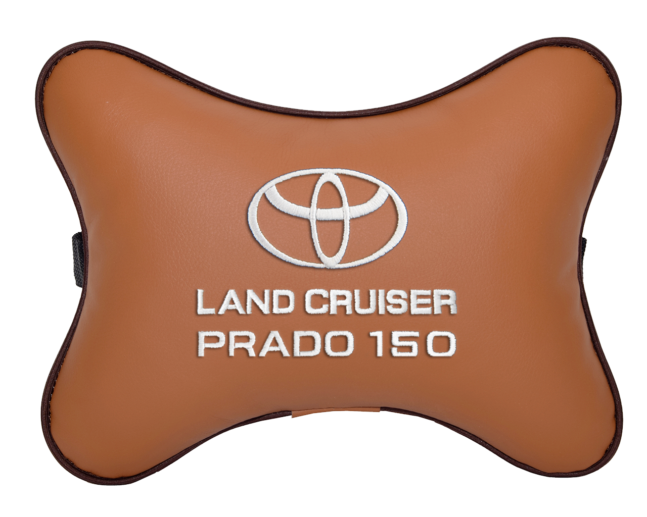 Автомобильная подушка на подголовник экокожа Fox с логотипом автомобиля TOYOTA LAND CRUISER PRADO 150