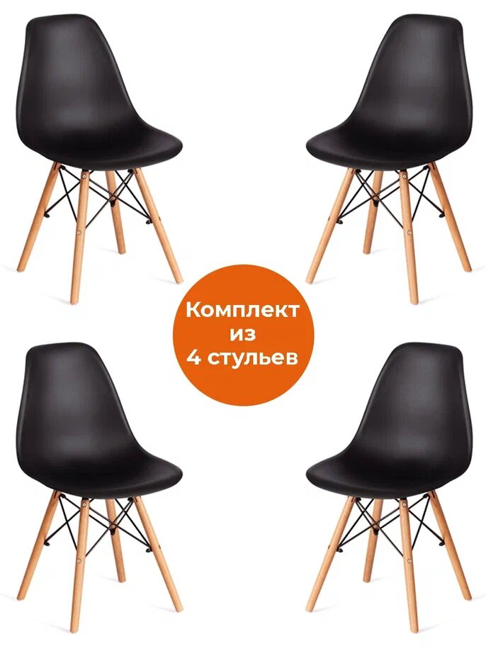 Стул ТС Cindy Chair пластиковый с ножками из бука светло-розовый 45х51х82 см TC - фото №1