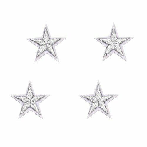 Нашивки на одежду звезды серебрянные термонашивки 4шт.