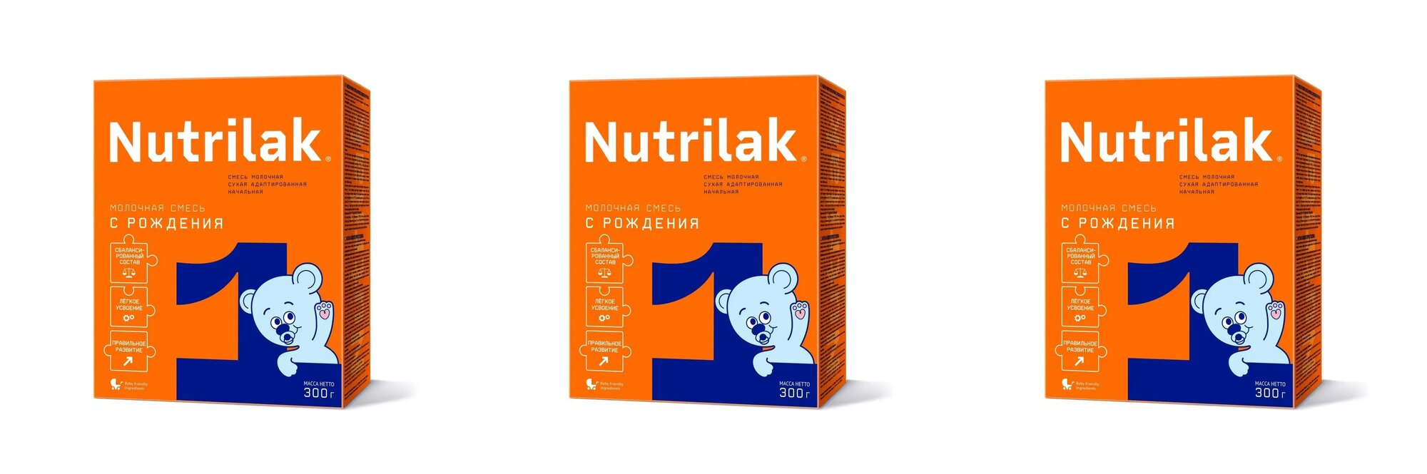 Молочная смесь Nutrilak1, сухая адаптированная для детей 0-6 мес, 300 гр, 3 упаковки