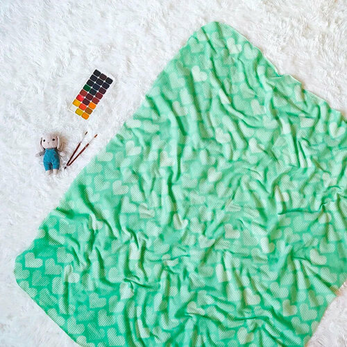 Плед Casa Conforte Festival Сердечки 120х150см мятный флис 150 грм пэ100 747₽