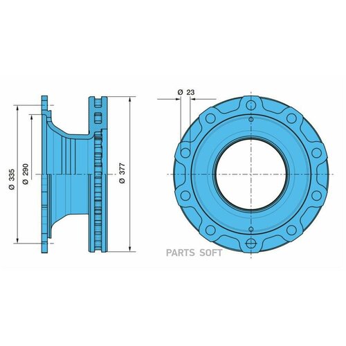 BPW 0308834067 Диск тормозной 9T 378х45х1595 25350₽