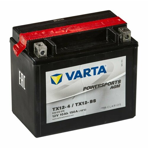 Мото аккумулятор VARTA AGM 510 012 015, 12V 10 Аh (YTX12-BS/TX12-BS)