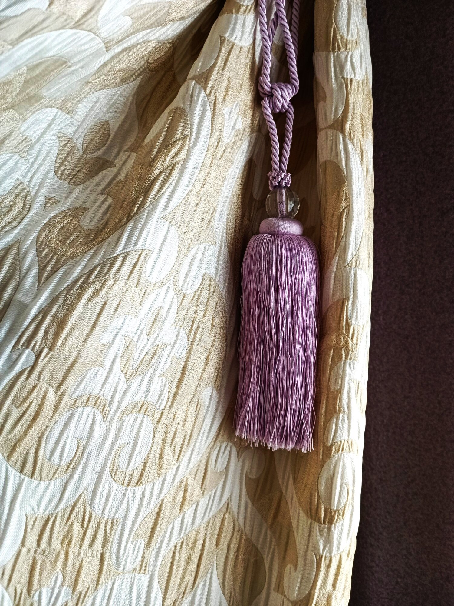 Ткань Портьерная Золотой Вензель отрез 15 метра производство Турция. Кисть в подарок!