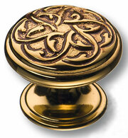 Ручка мебельная кнопка латунь, французское золото