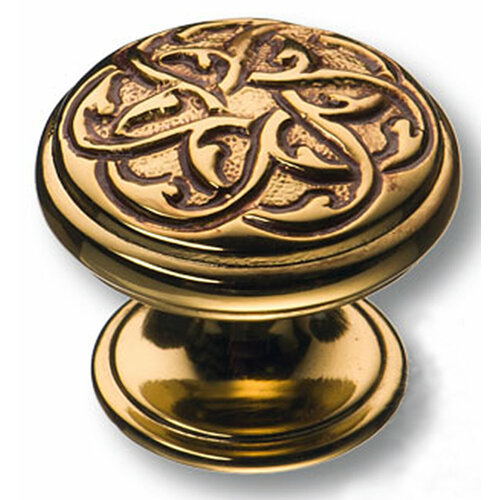 Ручка мебельная кнопка латунь, французское золото