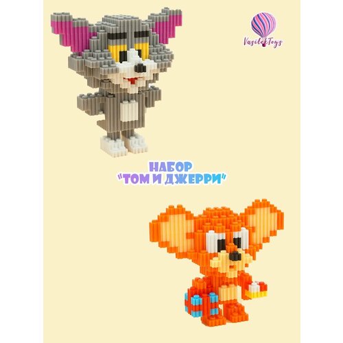 фото Конструктор 3d из миниблоков том и джерри набор игрушка 3д
