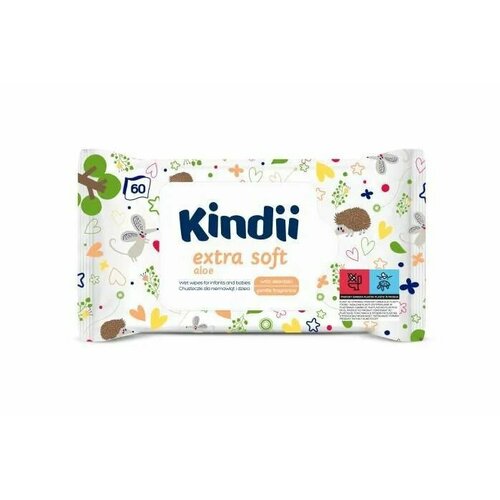 KINDII Влажные салфетки для детей Extra Soft, 60 шт kindii extra soft влажные салфетки детские 60 шт уп 9 шт