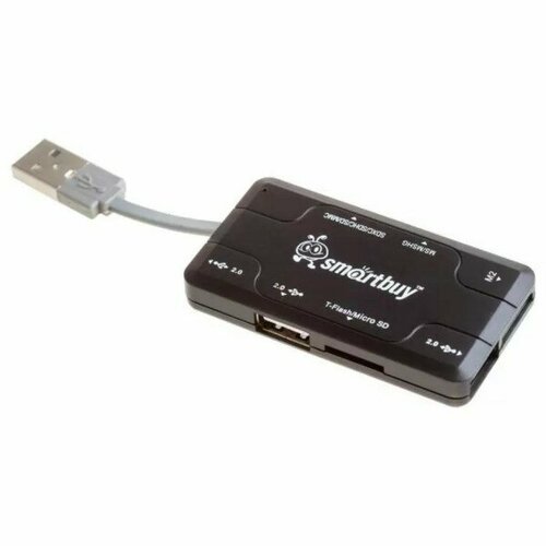 Разветвитель USB 2.0 HUB Хаб + Картридер Smartbuy Combo черный (SBRH-750-K) usb хаб 4хusb 2 0 smartbuy sbha 6110 k черный