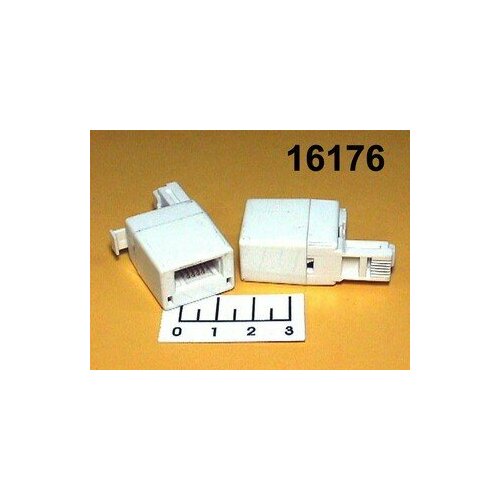 Переходник телефонный штекер 4P4C (RJ-9)/гнездо 6P6C (RJ-12) линейный