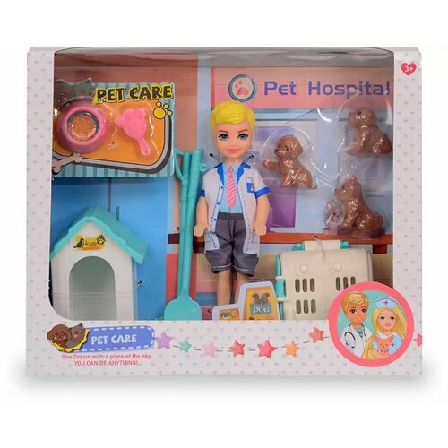 Кукла 91038-B Парень с собачками и аксессуарами кукла ветеринар шерон 33 22 5 5 см с аксессуарами