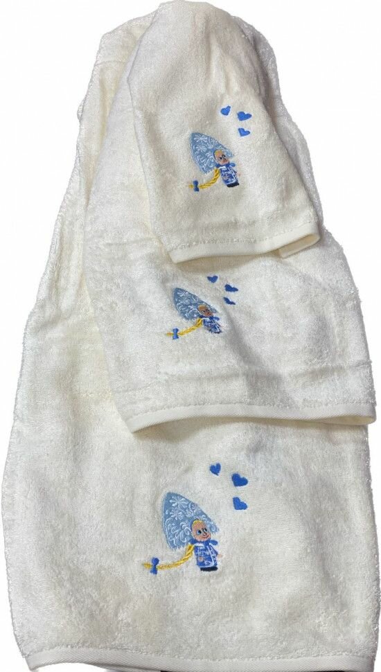 фото Набор детских полотенец LOVIN HOME маша И медведь снегурочка 30х50 (1шт), 50х90 (1шт), 70х140 (1шт)