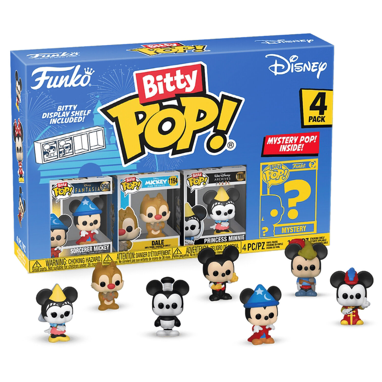 Фигурки Funko Bitty POP! Disney S3 Sorcerer Mickey+Dale+Princess Minnie+Mystery (1 of 4) 4PK 71321