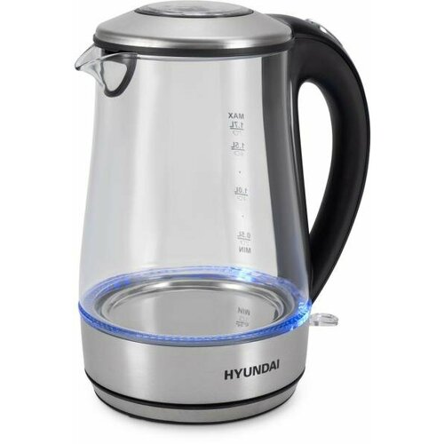 Чайник электрический Hyundai HYK-G8406 17л 2200Вт прозрачныйчерный корпус нержавеющая сталь 222600₽