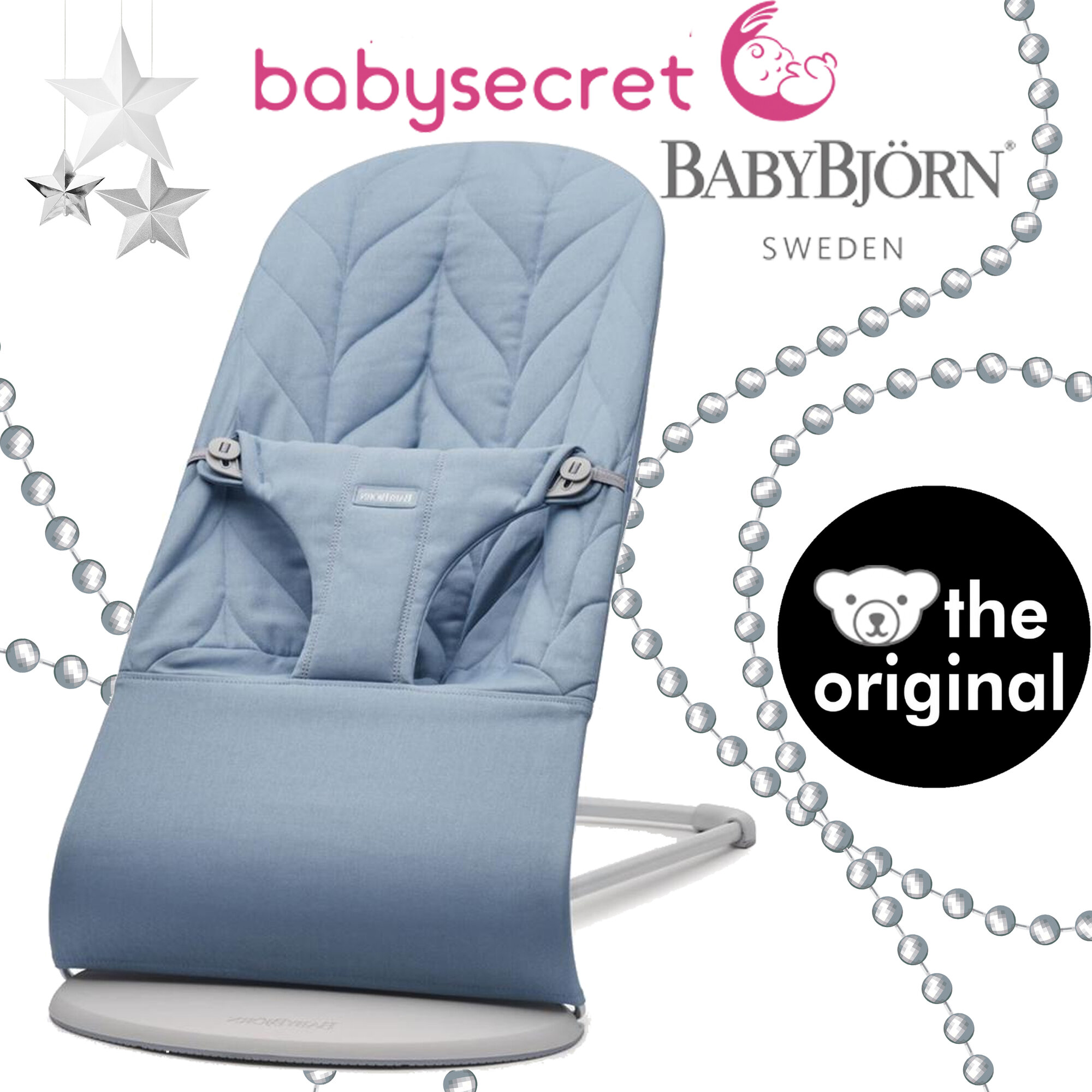 Детский шезлонг BabyBjorn Bliss Cotton (голубой) (0061.23)