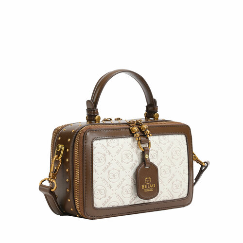 Сумка кросс-боди BeiBaoBao, фактура матовая, рельефная, белый