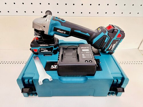 Изображение товара УШМ аккумуляторная бесщеточная Smart, 125мм, 21В, 4Ач, 2 акб, кейс