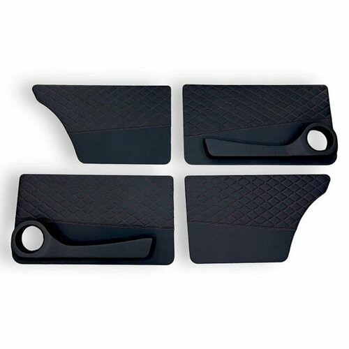 Обшивка дверей на ВАЗ 2101-2107 эко-кожа цвет черный строчка ромб красная 5139₽