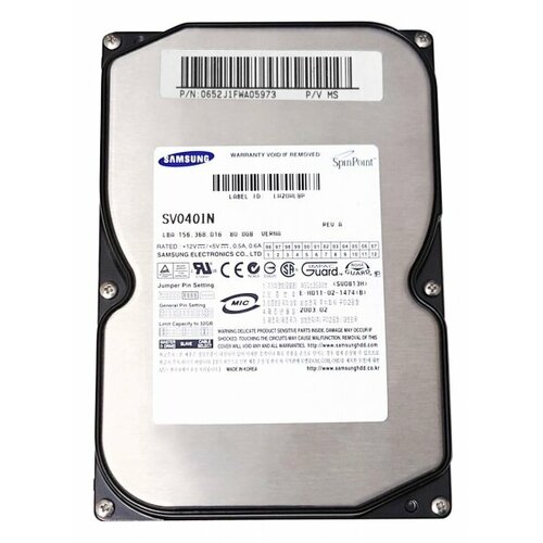 Жесткий Диск Samsung SV0401N 40Gb 5400 IDE 35 HDD 3440₽