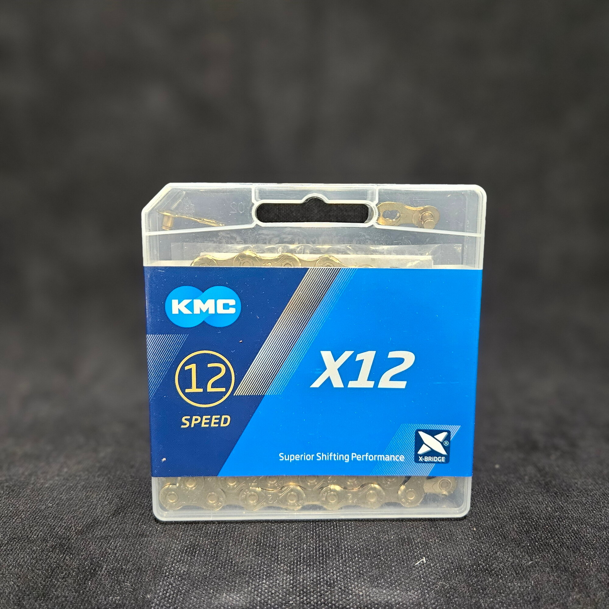 Цепь KMC X12 Gold (Ti-n), 12 ск, 126 зв, с замком