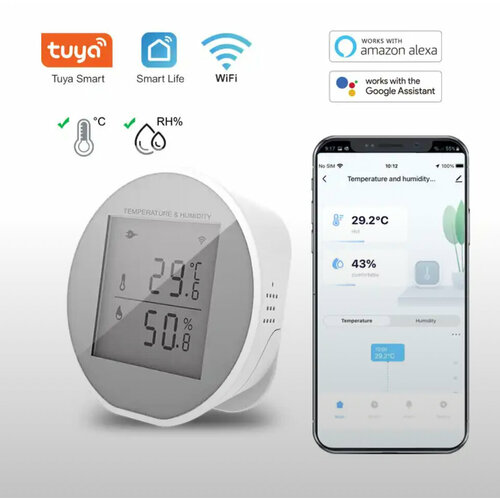 Датчик температуры и влажности . Умный . Универсальный . Wi Fi . TUYA. датчик температуры и влажности tuya zigbee приложение для мониторинга умного дома в режиме реального времени работает с alexa google home gateway
